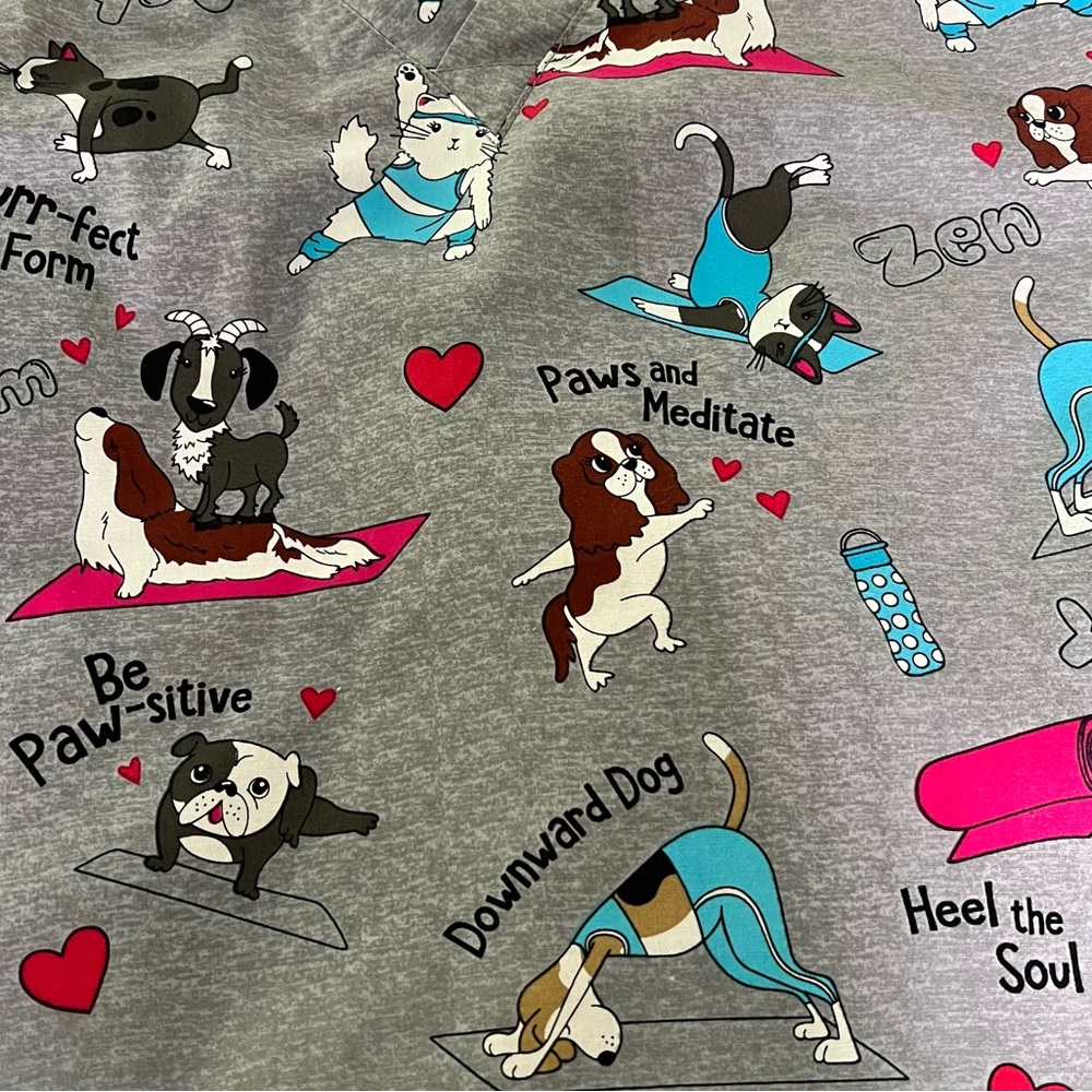 Nurse Scrub Yoga Dogs Cats Goats Dickies - Picture 10 of 11